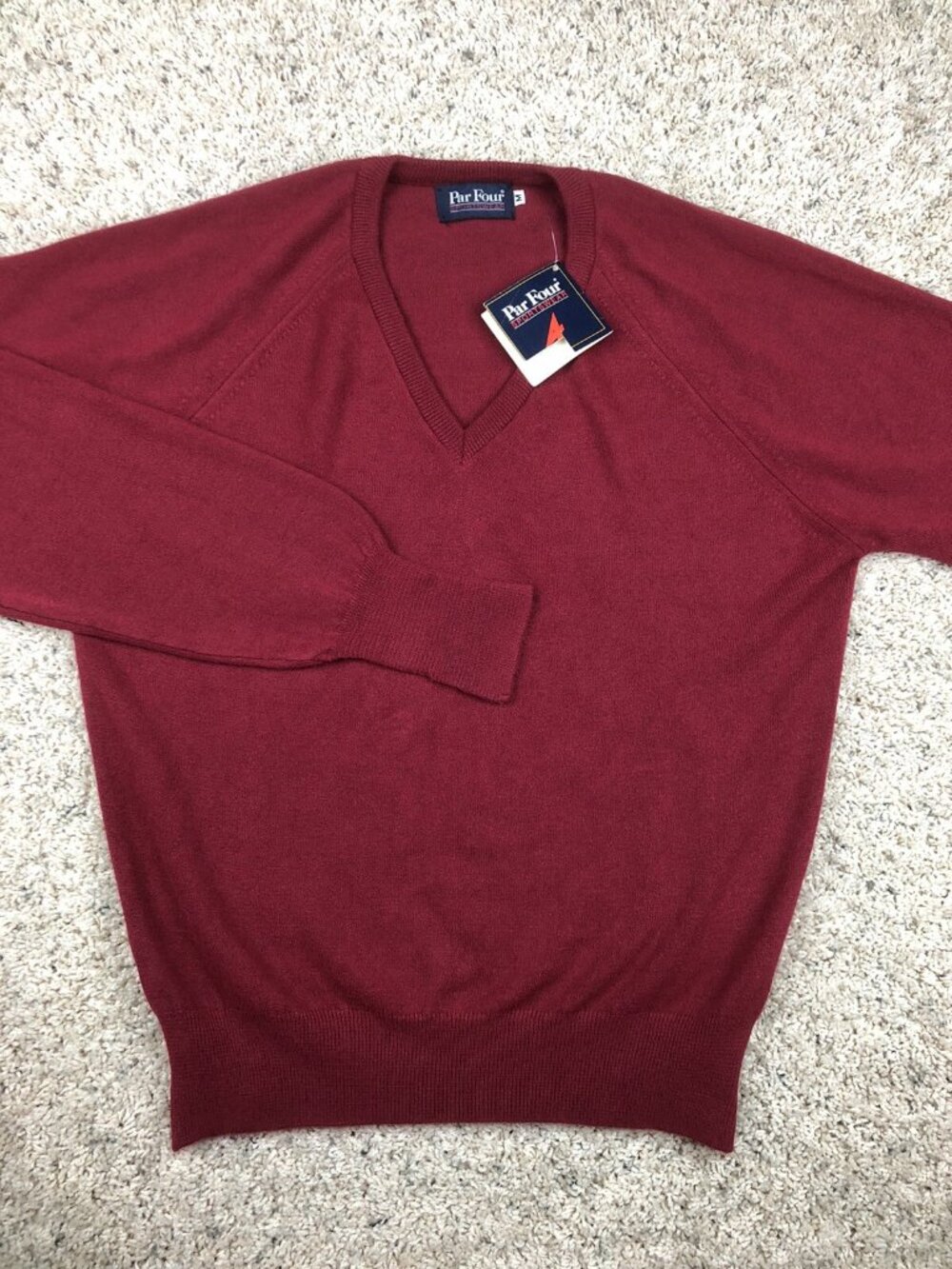 Par Four Mens Acrylic Knit Pullover Sweater, Size M, Red VINTAGE OLD STOCK, NWT